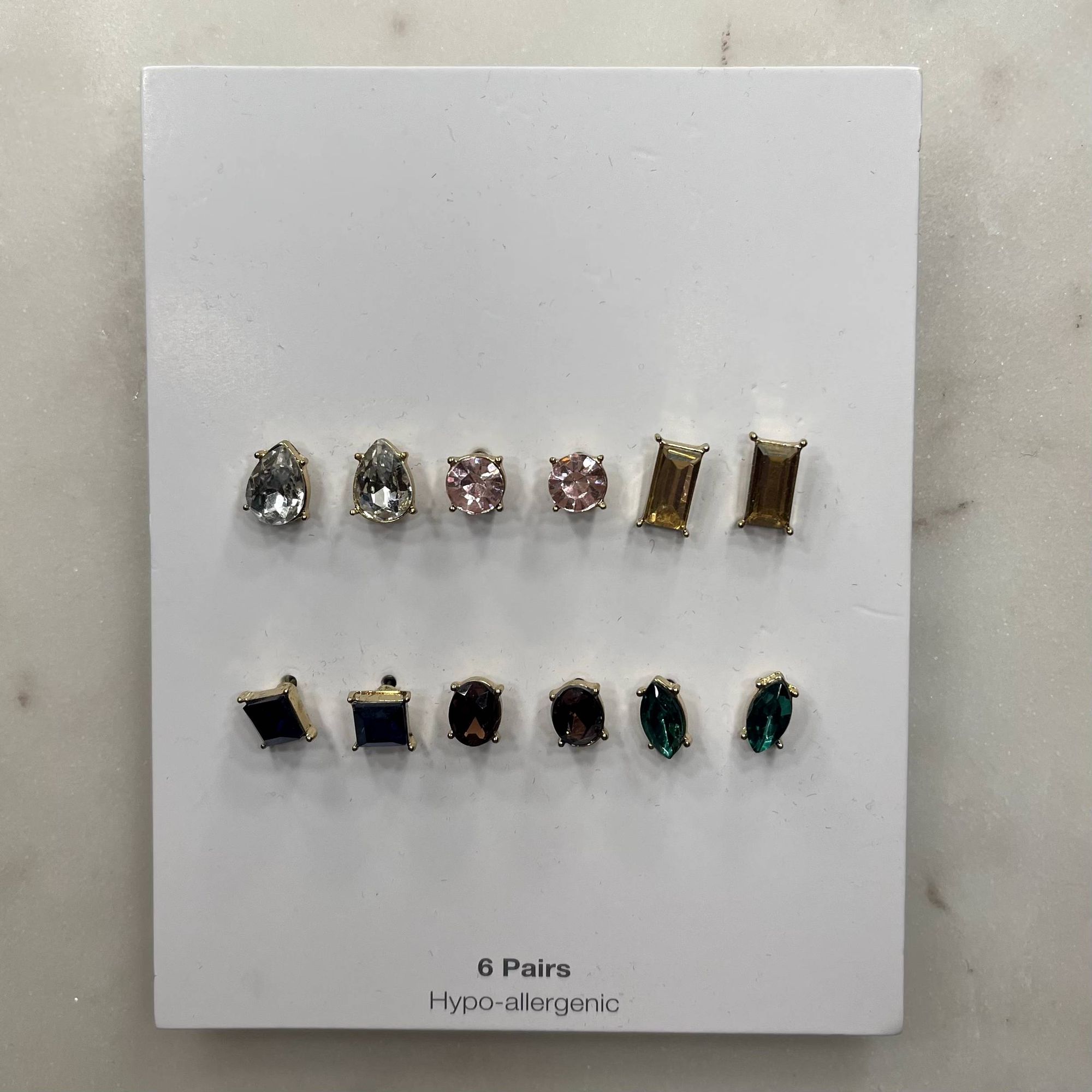 Time And Tru | Nwt Six Pairs Of Cut Gem Style Stud Earrings
